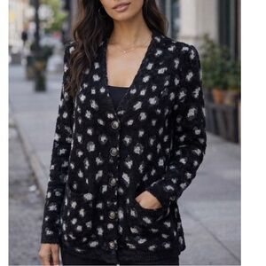 Democracy Animal Print Button Down Sweater Cardigan